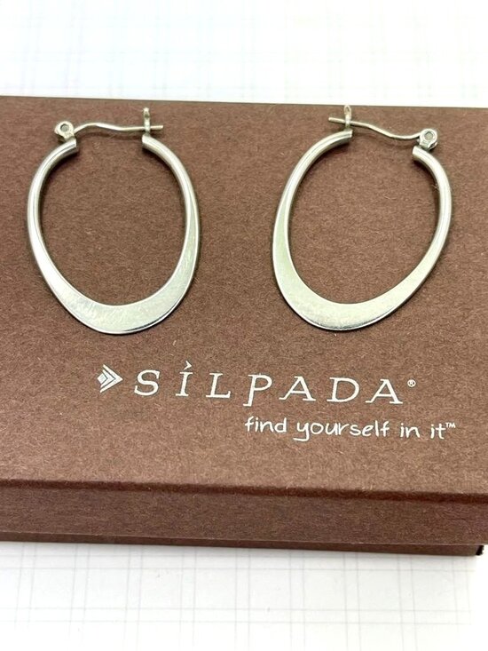 Silpada Jewelry - Retired Silpada P1099 Sterling Silver Oval Hoop Earrings 925 USA